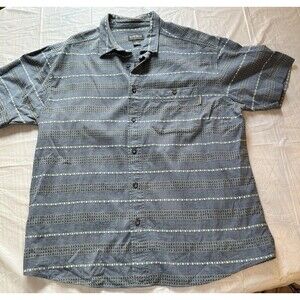 Woolrich Striped Casual Button Up Shirt Men's Large Short Sleeve 100% Cotton